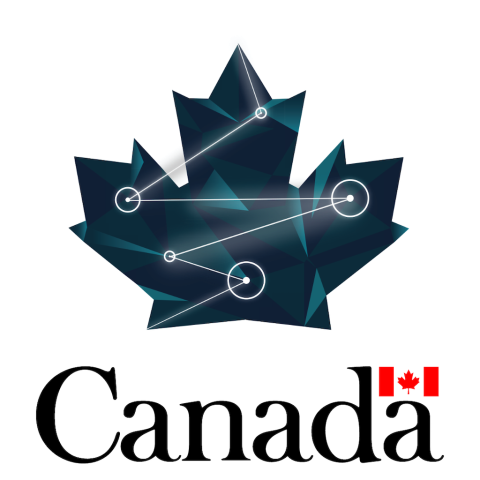 statistics canada logo. it shows a futuristic sci-fi looking maple leaf with connected dots on it to symbolize statistics across canada. beneath is the word canada with a canadian flag over the a.